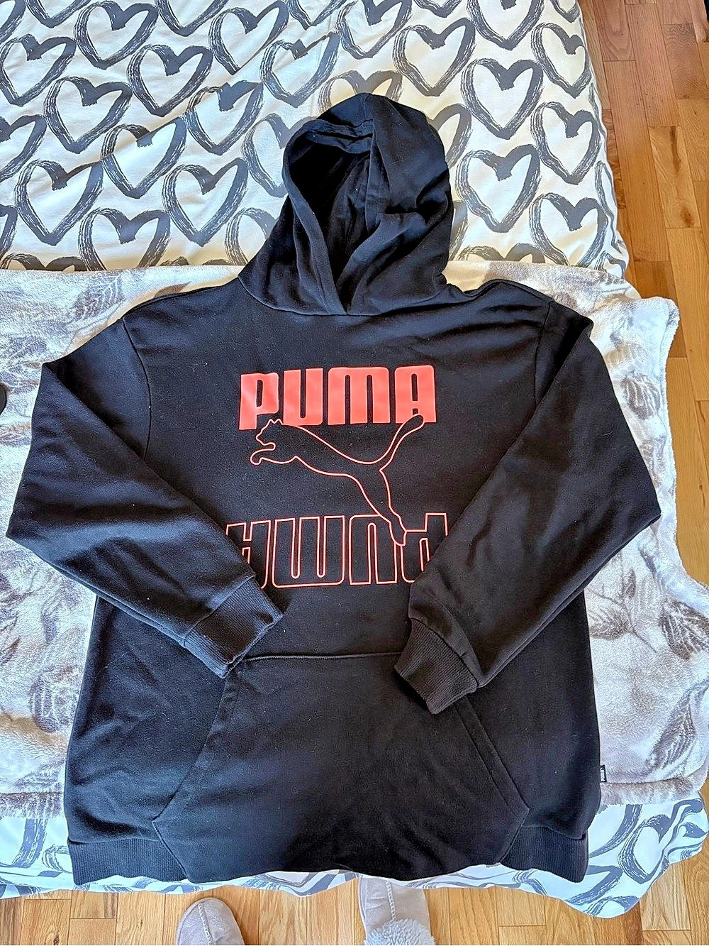 Puma Graphic Hoodie in Black & Red Size Medium